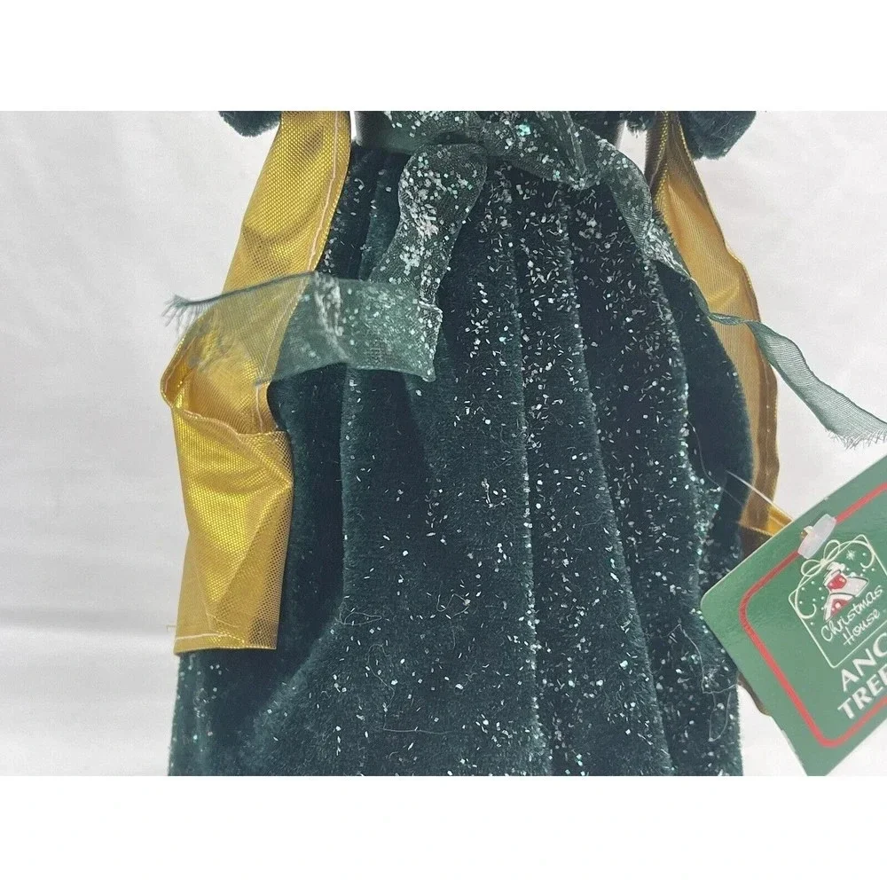 Christmas House Angel Tree Top Green Dress 11” Vintage RARE
